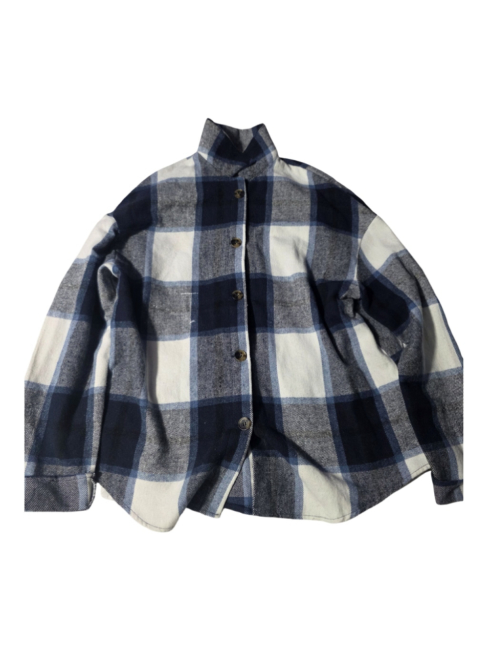 Women's Unbranded Plaid Button Down Shirt Blue White Size M